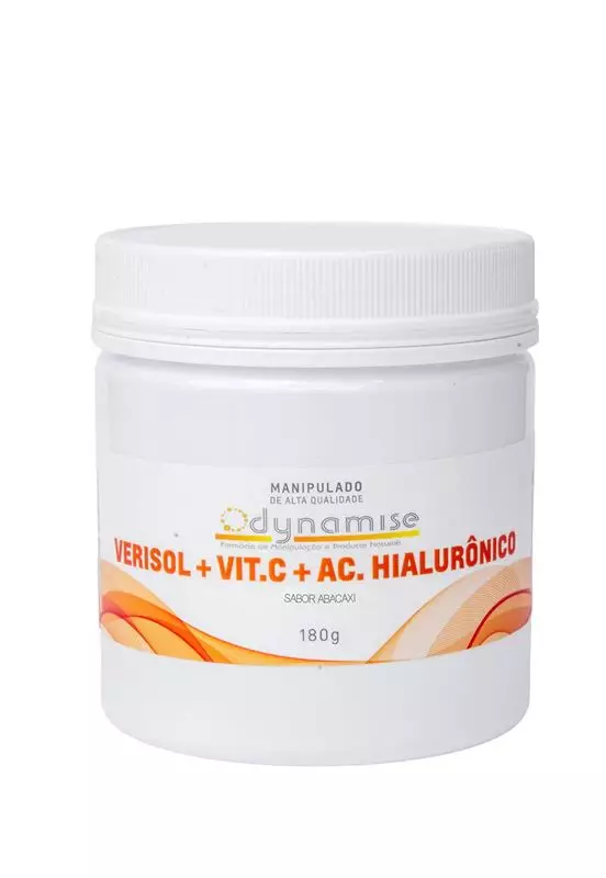Colágeno Verisol com vitamina c e Ác hialuronico 180g - Sabor Abacaxi