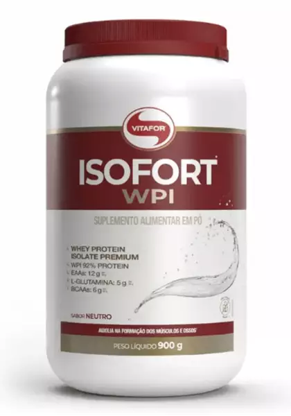 Whey Protein Isolado - Isofort - 900g neutro - Vitafor