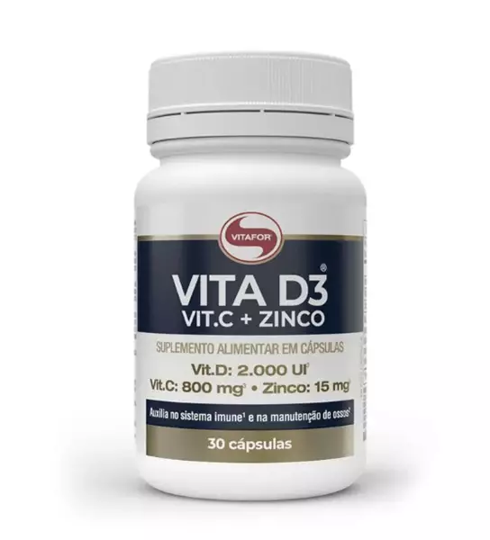 Vita D3 + C + Zinco - 30 Cap - Vitafor