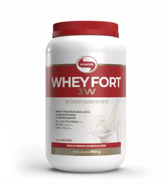 WHEY FORT® 3W: Whey Protein Isolado, Concentrado e Hidrolisado Neutro 900g