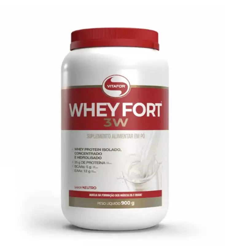 WHEY FORT® 3W: Whey Protein Isolado, Concentrado e Hidrolisado Neutro 900g